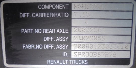 Nez-de-pont (différentiel) RSH1370C 13x41 Renault Premium DXI-320  - 1